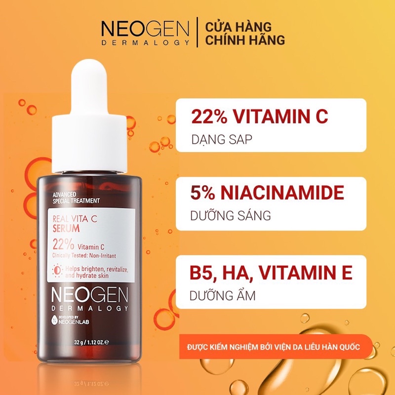 Siêu Tinh Chất Xoá Thâm Dưỡng Trắng Vitamin C SAP Neogen Dermalogy Real Vita C Serum 32g