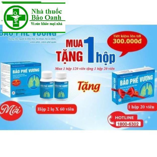 BẢO PHẾ VƯƠNG hộp 2 lọ x 60 viên [Ưu đãi lớn: Mua 1 hộp lớn, tặng ngay 1 hộp nhỏ 20 viên