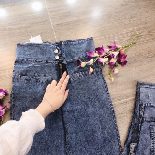 QUẦN JEAN ỐNG LOE CẠP CAO 2 NÚT