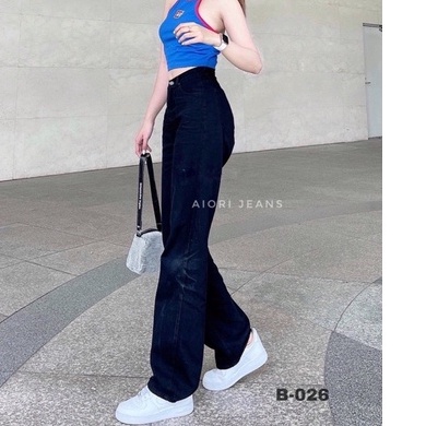 [Mã SRAPR8703 giảm 50% tối đa 20k đơn 0Đ] Quần Jean Nữ Aiori Ống Rộng Lưng Cao Trơn Màu Đen Jeans Cạp Cao_AJ3099 | BigBuy360 - bigbuy360.vn
