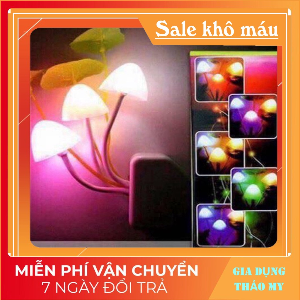 Đèn ngủ hình nấm cảm biến ánh sáng tự động tắt mở