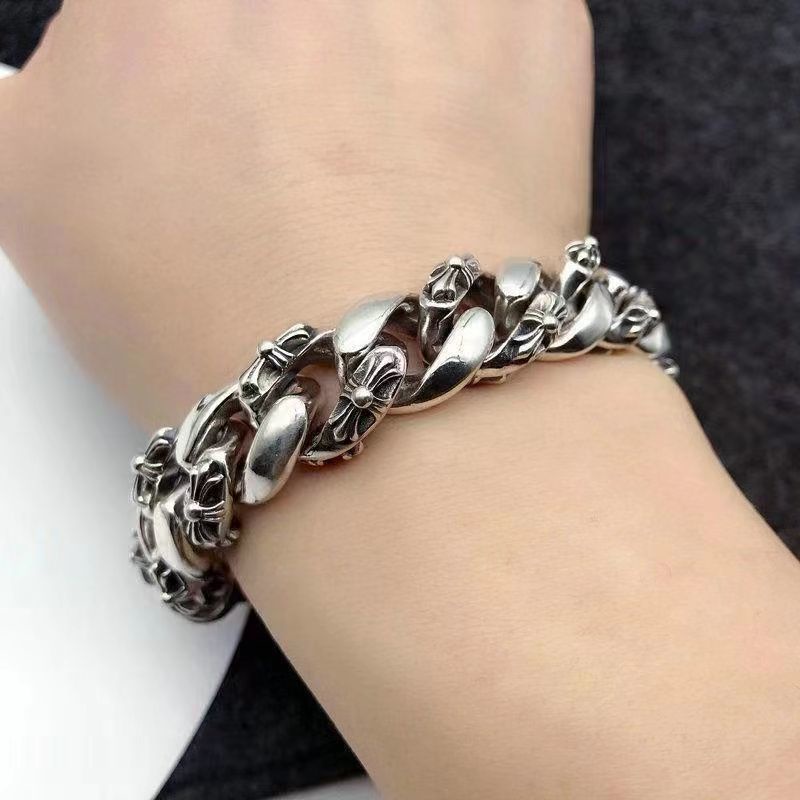 Vòng Tay Bạc S925 Mặt Thánh Giá Và Hoa Đan Mây Khóa Tròn Thời Trang Cho Nam Miễn Phí Vận Chuyển