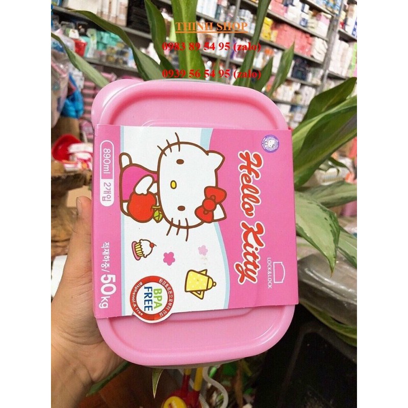 bộ 2 hộp nhựa lock & lock hello kitty