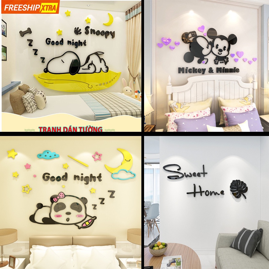 Tranh dán tường mica 3D💖𝐅𝐑𝐄𝐄 𝐒𝐇𝐈𝐏💖 Decor phòng ngủ, phòng khách cho bé, tranh dán tường chất liệu Mica rất đẹp | BigBuy360 - bigbuy360.vn