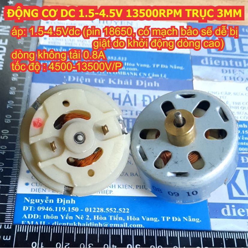 ĐỘNG CƠ DC 1.5-4.5V 13500RPM TRỤC 3MM kde3090