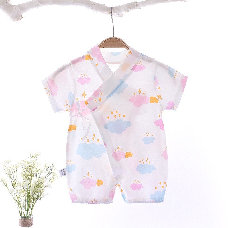 Áo liền quần ngắn bằng cotton kiểu kimono thời trang hè xinh xắn cho bé trai/gái