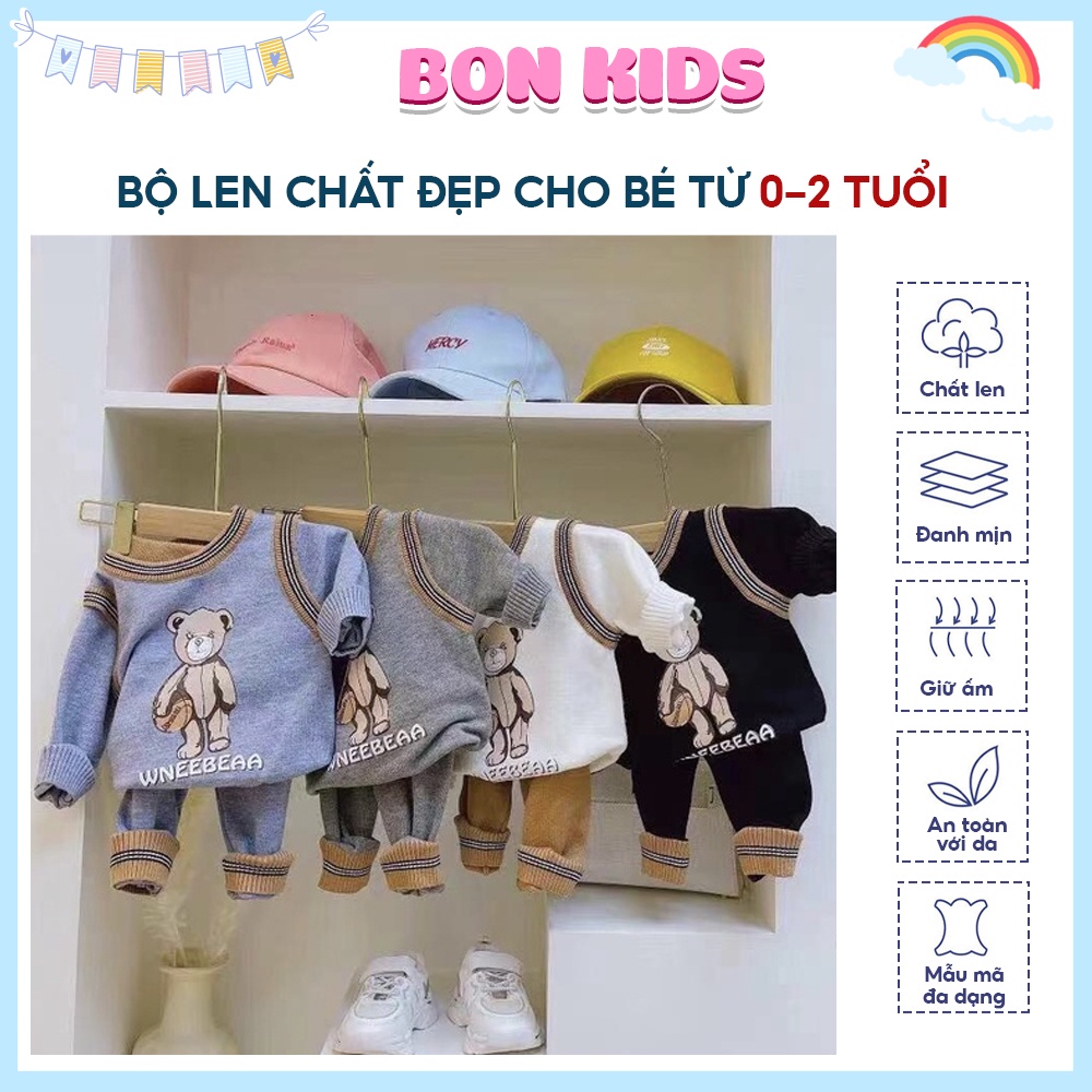 Bộ Len Gấu Xinh Cho Bé, Bộ Len Chất Đẹp Cho Bé Từ 0-2 Tuổi