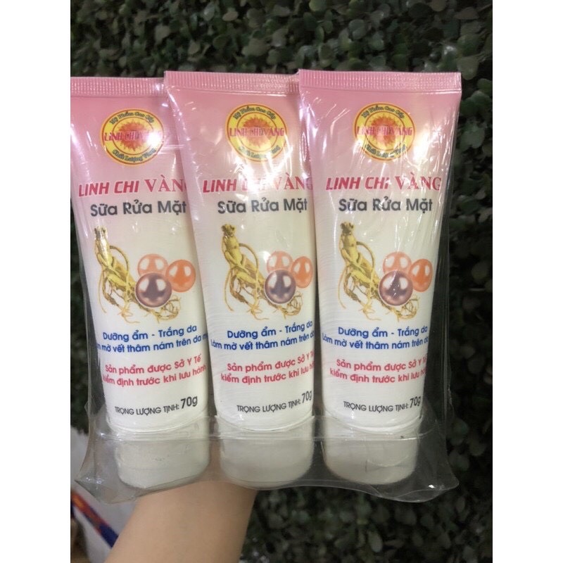 Sữa rửa mặt trắng da dưỡng ẩm mờ nám Linh Chi Vàng 70g hình ảnh đã chụp tại tiệm