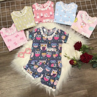 Bộ thô lụa pha ren cho bé gái (kèm bảng size hình cuối)