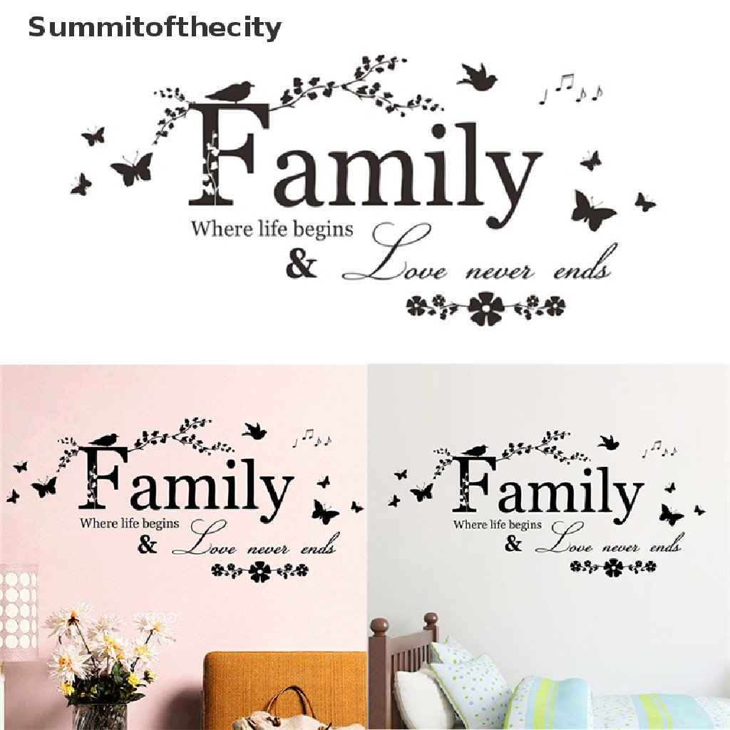 Miếng Dán Tường Trang Trí Nội Thất Tháo Được In Chữ Family Bằng Vinyl