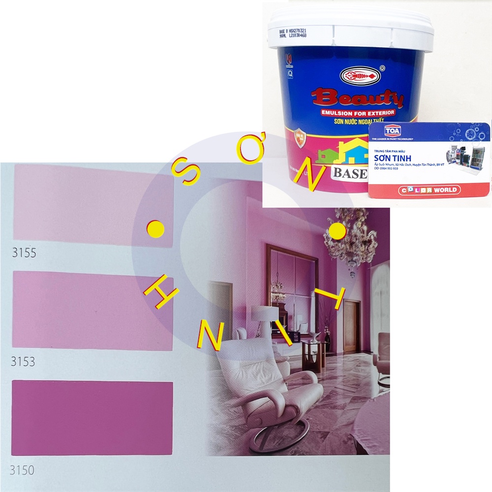 Sơn nước BEAUTY Ngoại thất Ngoài trời màu hồng phấn , đậm, nhạt, cánh sen 1 Lít của URAI PAINTS