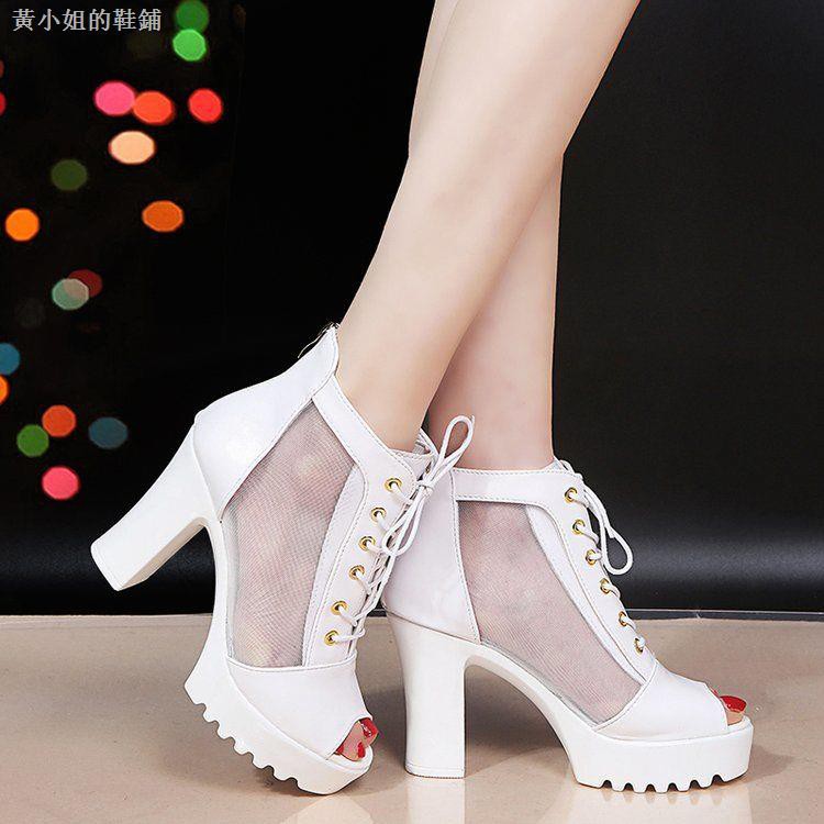 Giày Sandal Cao Gót Phối Ren Lưới Chống Thấm Nước Phong Cách Hàn Quốc 6 Kiểu Lựa Chọn Cho Nữ