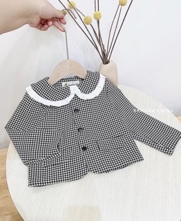 Áo khoác dạ bé gái phối bèo cổ