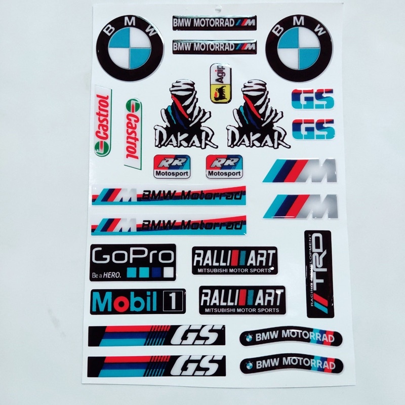 Bộ Tem Nổi Cao cấp BMW,Dakar, GS, Gopro Trang Trí Xe Máy, Nón Bảo Hiểm Chống Thấm Nước, Chống Bay Màu