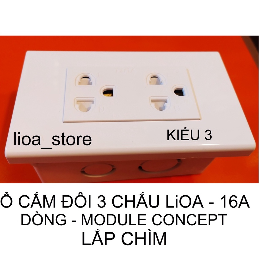 Ổ CẮM ĐÔI 3 CHẤU LIOA VỚI MẶT MODULE CONCEPT.