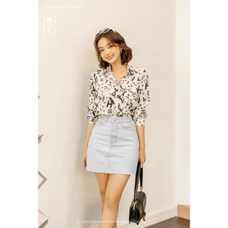 OLV - Áo Doodle Printed Shirt in White