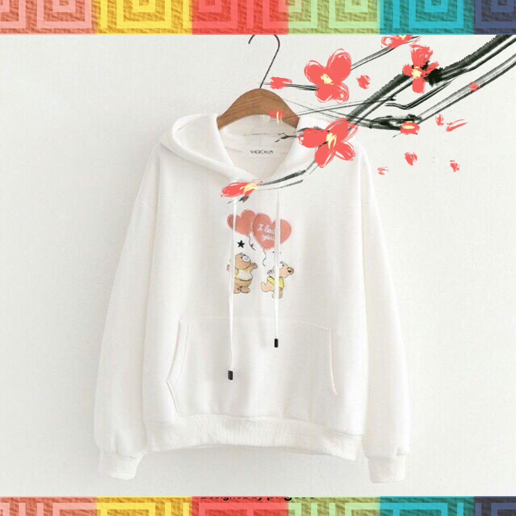 Áo Hoodie Nữ  In Hình Gấu Thả tim GGS03 Siêu Đỉnh-Chất Nỉ Hoodie-Tạo Cảm Giác Ấm Áp Mềm Mại Trong Từng Hoạt Động | BigBuy360 - bigbuy360.vn