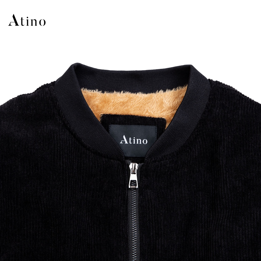 Áo Khoác Bomber Nam BONUT ATINO Vải Nhung Tăm Lót Lông Cừu Cao Cấp Ấm Áp Form Regular AD0302