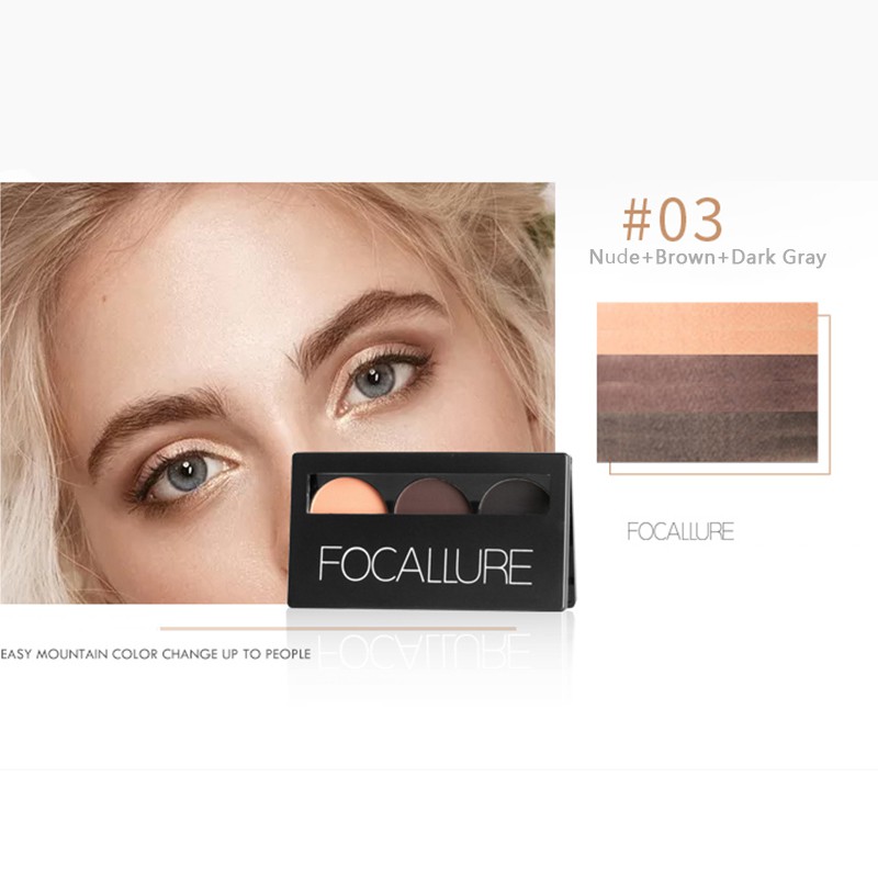 FOCALLURE bảng phấn mày với cọ tráng gương-3 màu | BigBuy360 - bigbuy360.vn