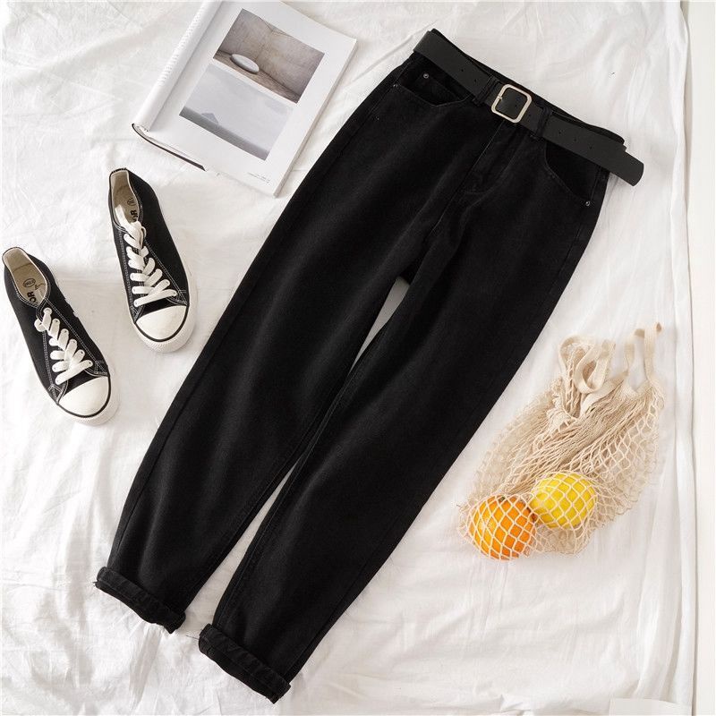 2020New Style Greyish Black Harlan Jeans Women's Korean-Style Loose Skinny Student High-Waist Ankle-Length Daddy Baggy Pants