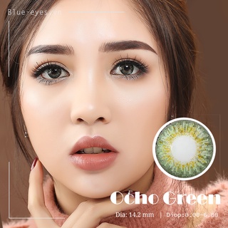 Kính áp tròng Ocho Green Blue Eyes, dòng lens thở sử dụng sáu tháng, giãn tròng to, màu xanh lá nhạt OCH-GN