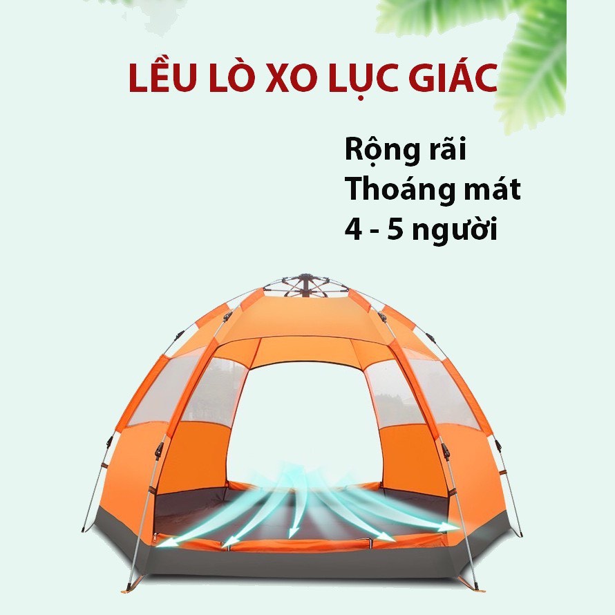Lều cắm trại tự bung gấp gọn , Lều dã ngoại du lịch chống nước dành cho 4-6 người, chống thấm nước, có cửa số
