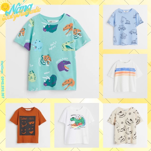 - Áo phông bé trai cotton 100% mẫu mới diện mùa hè siêu xinh