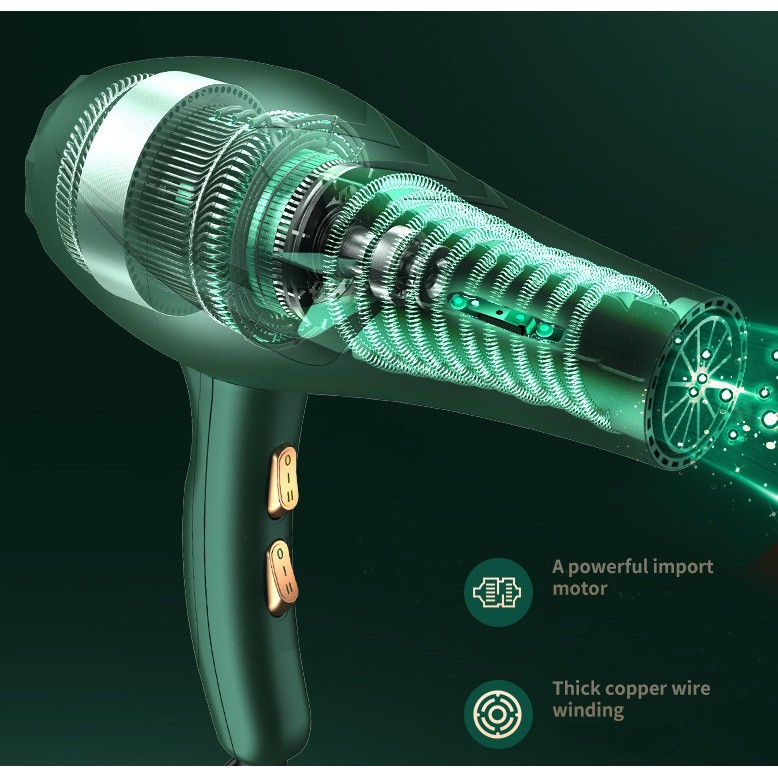 Máy sấy tóc Gaoerfu công suất mạnh ion âm bảo vệ tóc, có 4 chế độ sấy, điều chỉnh nhiệt độ, ánh sáng xanh