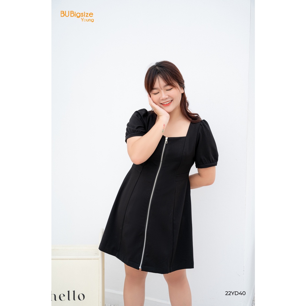 Đầm cổ vuông khoá đồng nẹp eo BIGSIZE (55kg đến 95kg) - 22YD40 - [BU Bigsize Young]