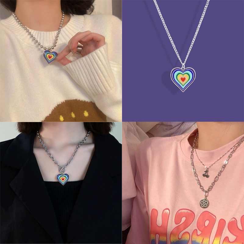 Vòng cổ hợp kim mặt hình trái tim/hoa/quả cherry thời trang cho nữ