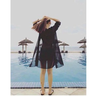 Áo choàng Ren lưới A074 đen