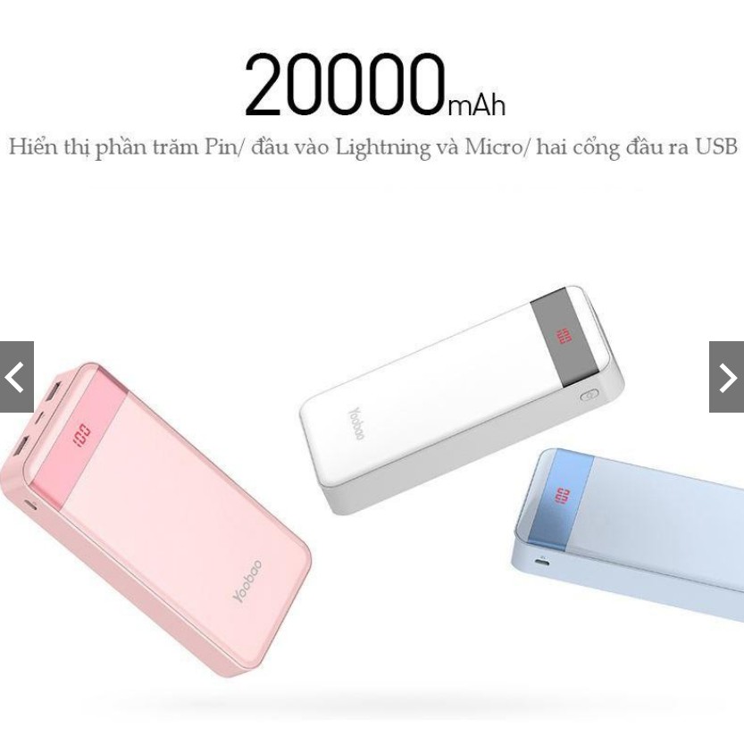 Pin Sạc Dự Phòng 20000mAh YOOBAO M20Pro có đèn pin LED Chính hãng