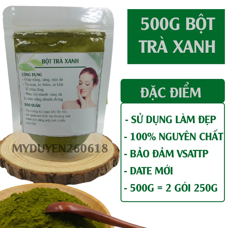 Sỉ 500g bột trà xanh đắp mặt nạ trắng da nguyên chất - mỹ phẩm Handmade