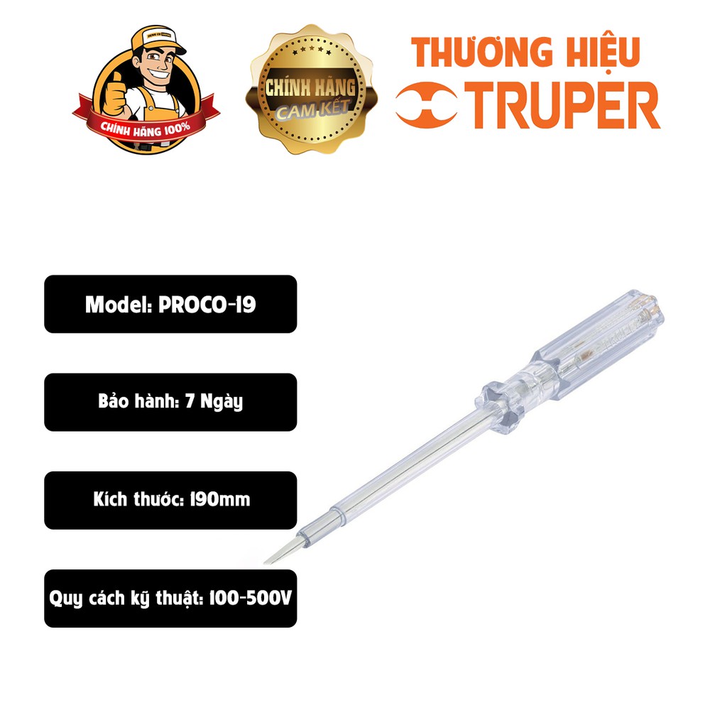 Tua vít,Bút thử điện 178mm Truper PROCO-19