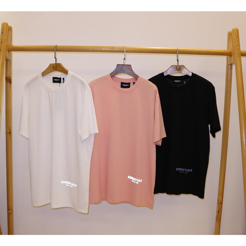 FEAR OF GOD Double Line ESSENTIALS 3M Back Reflective Letters Short Sleeve FOG High Street Couple T-Shirt Summer