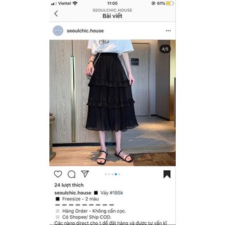 Váy tầng đen dáng dài