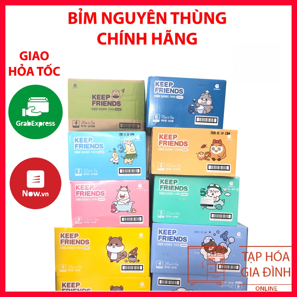  Thùng bỉm KEEP FRIEND Hàn Quốc đủ size dán/quần S40,M32,L28 miếng