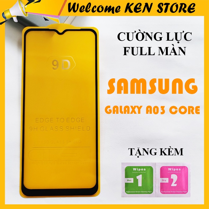 Kính Cường Lực Samsung Galaxy A03 Core 9D Full Keo Full Màn - Miếng Dán Màn HÌnh Cao Cấp - Viền Đen