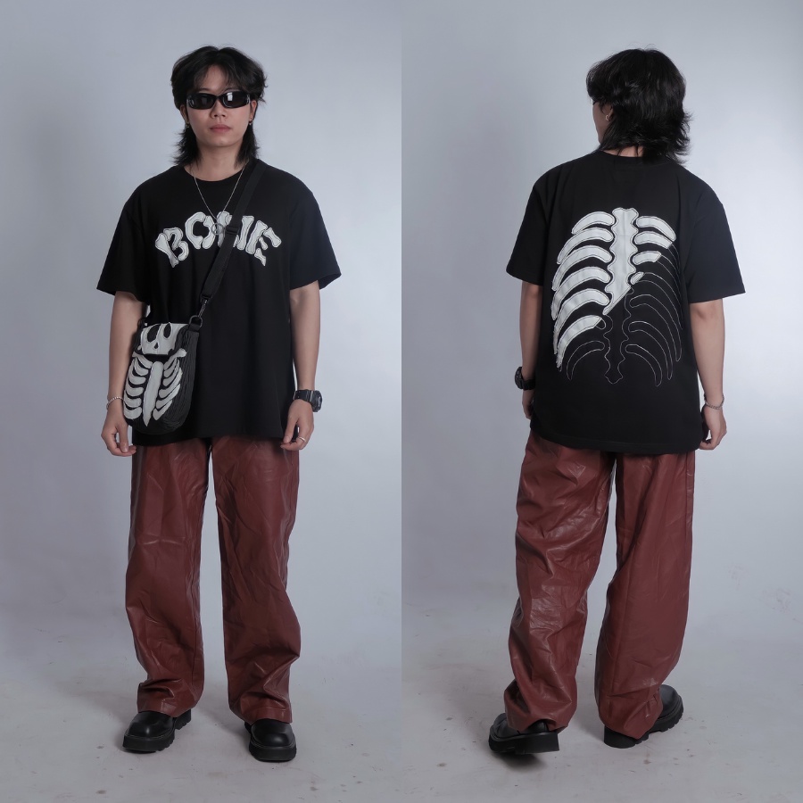 Áo thun unisex Half BONE Tee , áo phông T-shirt nam nữ unisex BONE