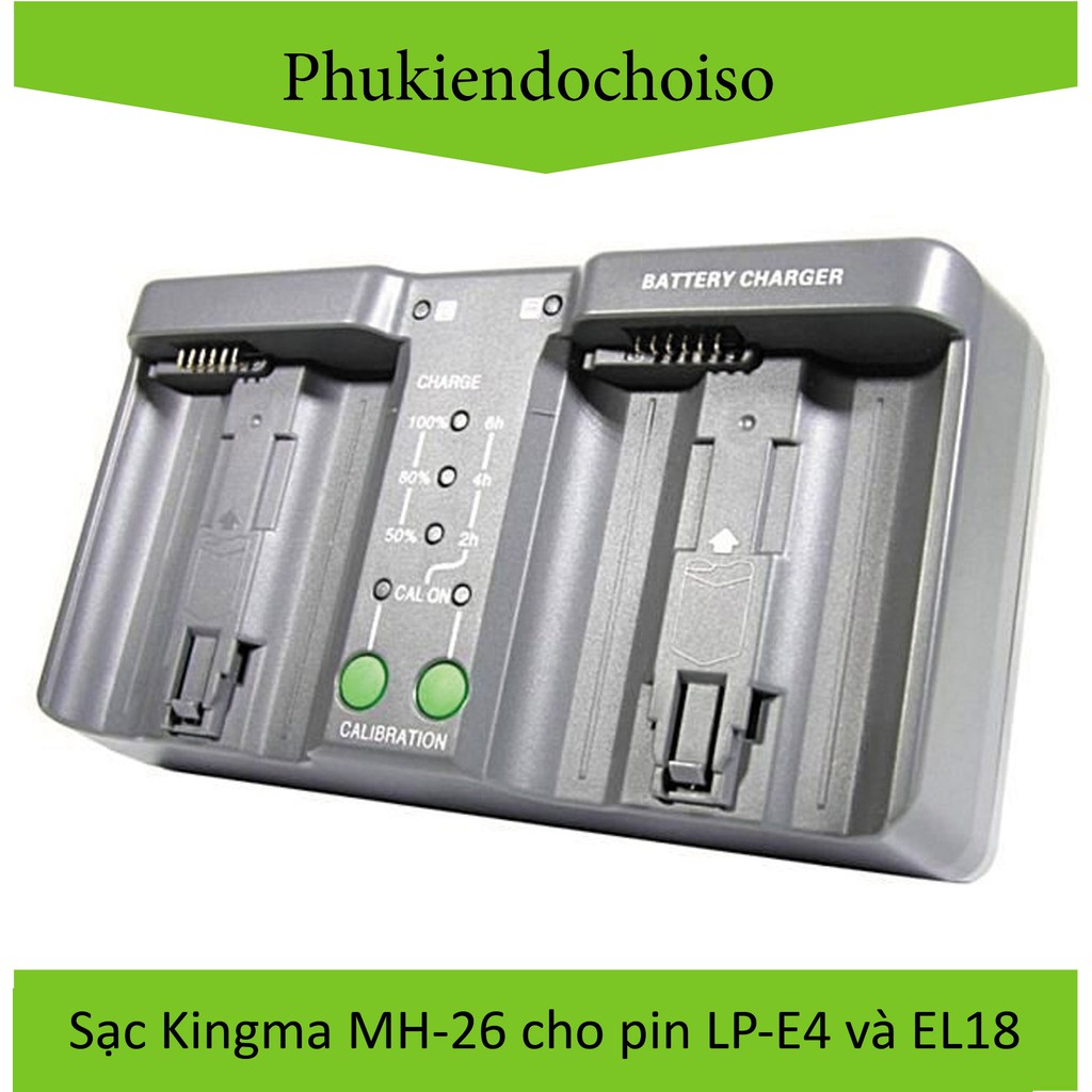 Sạc đôi Kingma MH-26 sạc 2 pin Canon LP-E4 và Nikon EN-EL18