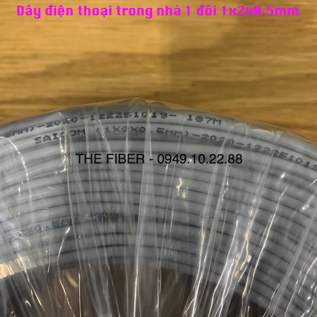 Dây điện thoại 1 đôi trong nhà, dạng dẹt, lõi đồng 1x2x0.4mm (Cuộn 100M)