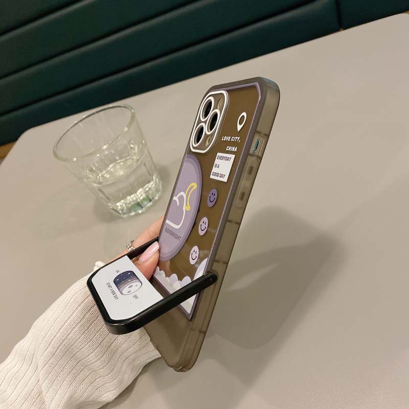 Ốp Điện Thoại Silicon TPU Mềm Có Giá Đỡ Hình Mặt Trời Cười Cho iPhone 13 12 11 Pro Promax 7 8 Plus X XR XSMax