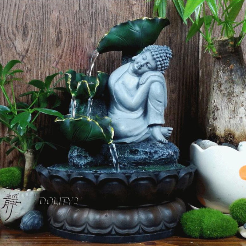 Buddha Tabletop Fountain Landscape Resin Decor for Desk Indoor Home Office