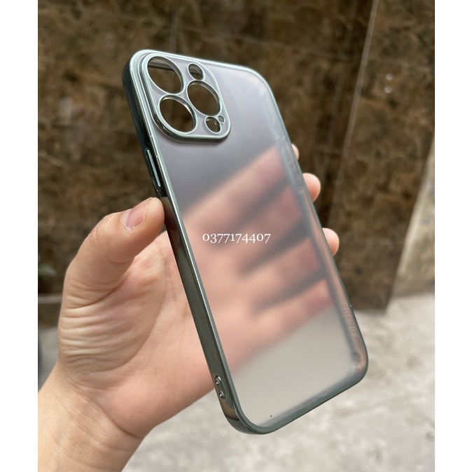 Ốp lưng Sulada nhám viền xanh rêu iPhone 13, 13 Pro, 13 Pro Max chống Vân tay chuẩn màu máy