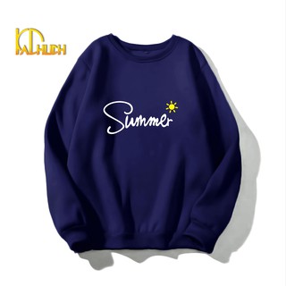 Áo sweater unisex nam nữ cổ tròn , chất liệu vải nỉ in hình Summer