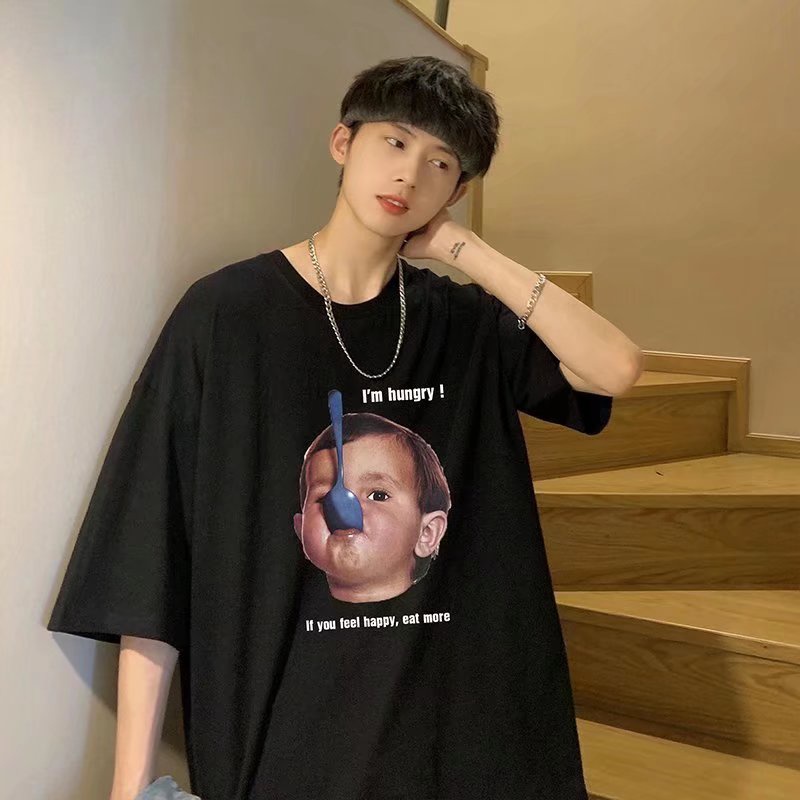 Áo Thun Tay Ngắn Dáng Rộng In Họa Tiết Hoạt Hình Phong Cách Nhật Bản Thời Trang Mùa Hè Cho Nam size M-8XL