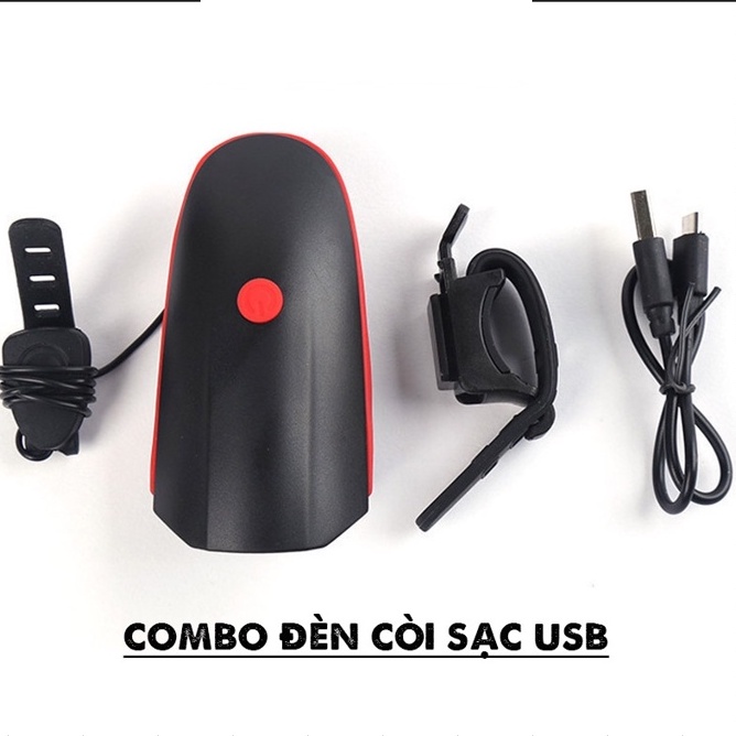 Đèn Xe Đạp Thể Thao, Đèn Led Xe Đạp Trợ Sáng Chống Nước 3 Chế Độ Có Sạc USB