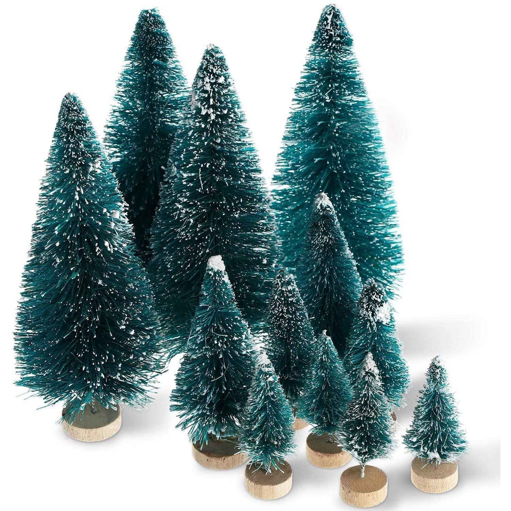 Set 60 Cây Thông Noel Mini Kèm Đế Gỗ Xinh Xắn