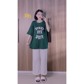 Set đồ nữ, đồ bộ bigsize nữ gấu vàng form thụng rộng kèm quần ống rộng kẻ mặc nhà đi chơi