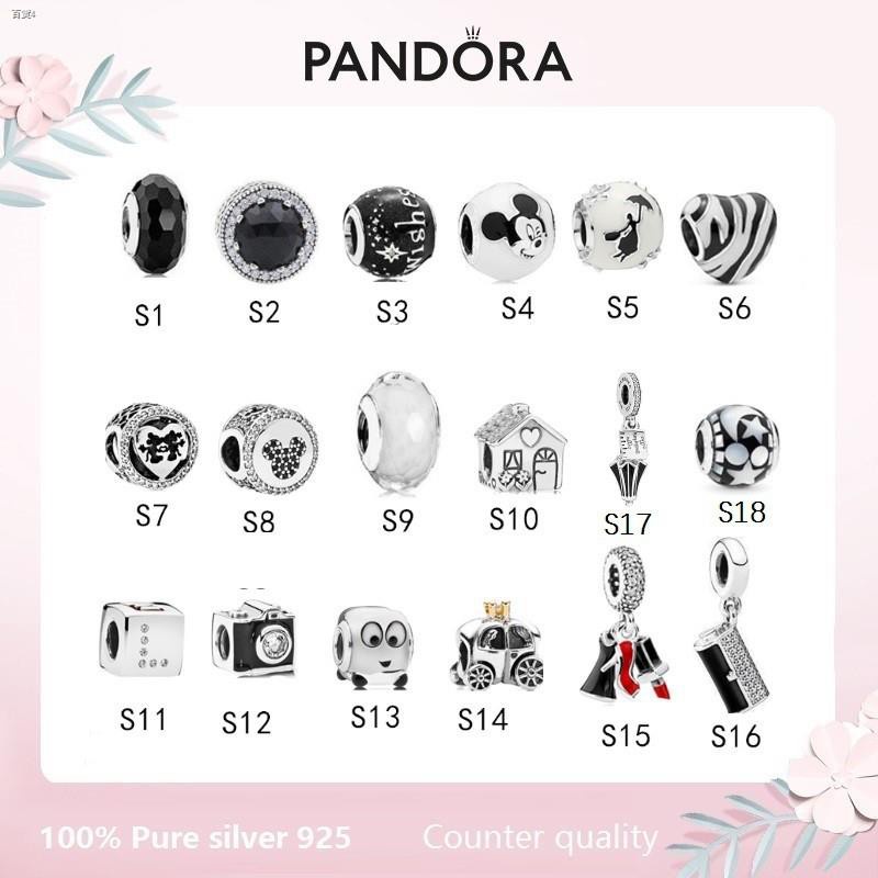 Hạt Charm Bằng Bạc 925 Màu Trắng Đen Dùng Làm Vòng Tay DIY Cho Nữ
